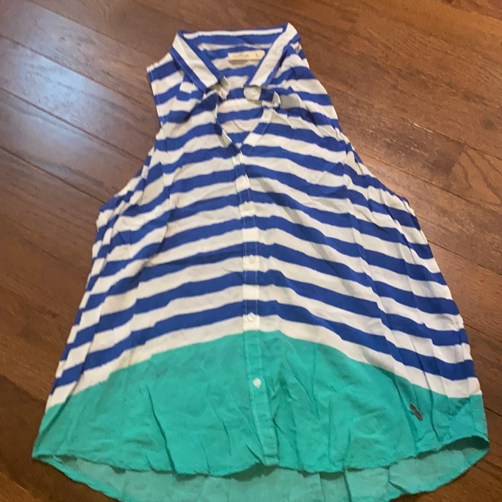Hollister blue and white stripe sleeveless tank